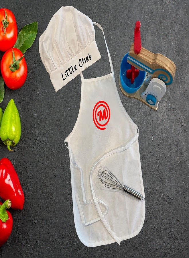 Style Secrets طقم مريلة وقبعة طاهٍ للأطفال من ستايل سيكرتس، مصنوع من مزيج القطن والبوليستر، مثالي لجلسات التصوير والأنشطة الترفيهية وغيرها (من سنتين إلى خمس سنوات) - أبيض - Image 3